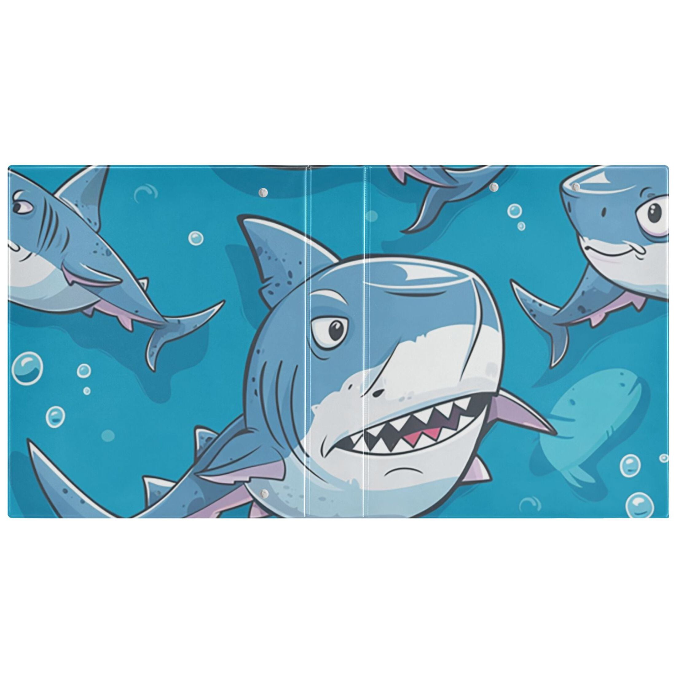 Cartoon Sharks 3 Ring Binders 1.5 inch Hardcover File Folders with Interior Pockets A4 Size Organizer for School Office Hospital