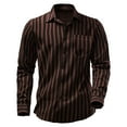 thumbnail image 3 of DDAPJ pyju Mens Casual Dress Shirt Long Sleeve Striped Button Down Shirts Regular Fit Untucked Shirt with Pocket Coffee L, 3 of 9