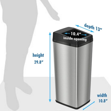 iTouchless Stainless Steel Sensor Trash Can w/AbsorbX Odor Control 14 Gal Silver IT14SC