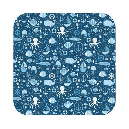 

Matuu Octopus And Whale for Cup Coasters Set of 6 Leather Coasters Desk Coasters for Office Measures 4” x 4” Square