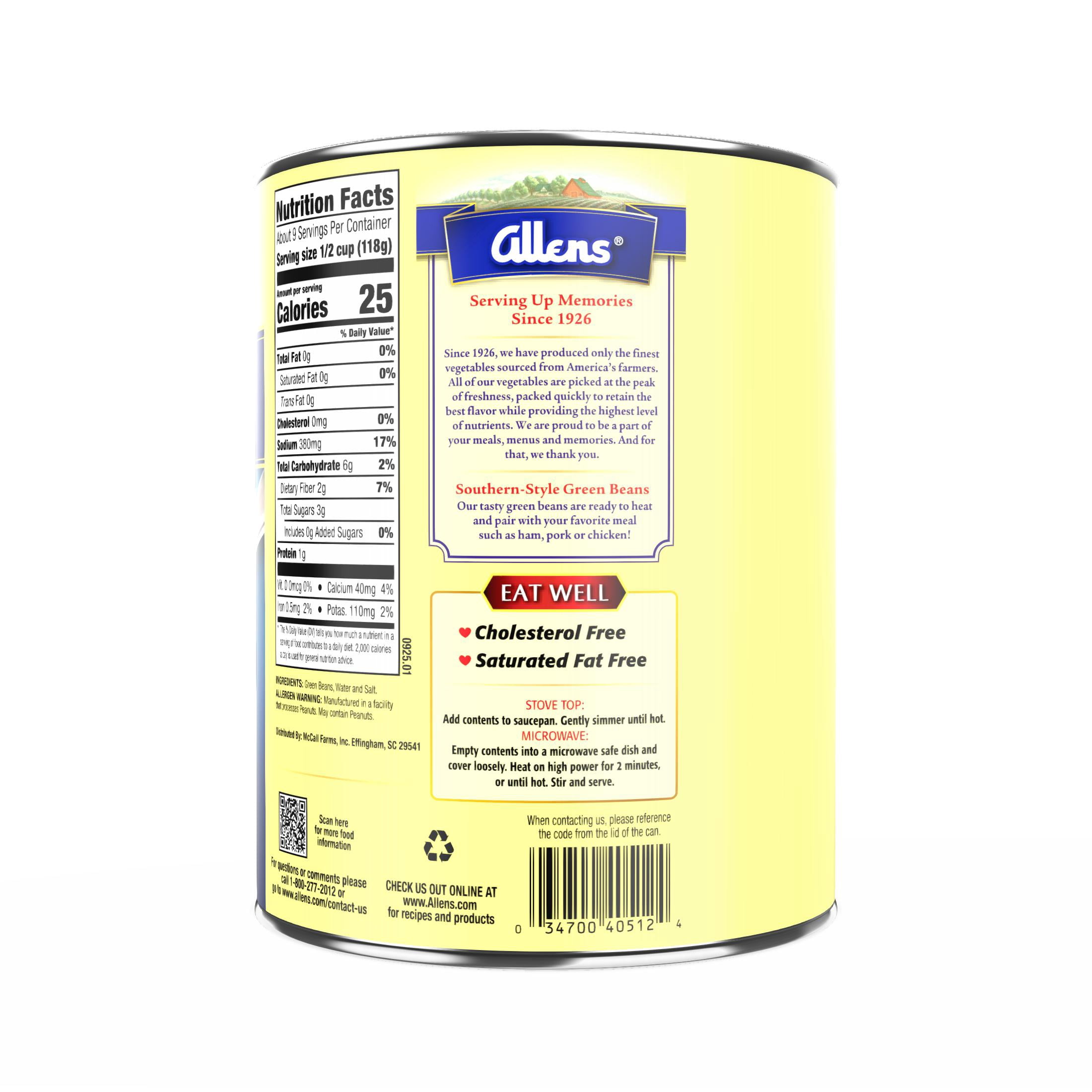 Allens Blue Lake Green Beans, Canned Vegetables, 38 oz
