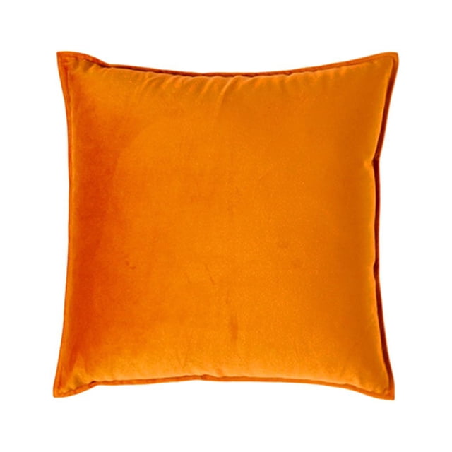 Seat Cushion Cover Solid Color Polyester Velvet Solid Color Velvet Replacement Soft Decorative Reusable Zipper Sofa Pillow Case Accessories Orange 45x45cm