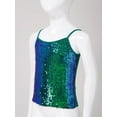 thumbnail image 4 of inhzoy Kids Girls Shiny Sequins Latin Jazz Ballet Dance Camisole Crop Top Vest Modern Contemporary Dancewear Green 12, 4 of 8