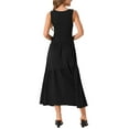 thumbnail image 3 of Vestido de verano casual sin mangas para mujer INSPIRE CHIC, con cuello redondo, estilo A-line, fluido, de capas, maxi, talla XL, negro, 3 of 6
