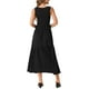 thumbnail image 3 of Vestido de verano casual sin mangas para mujer INSPIRE CHIC, con cuello redondo, estilo A-line, fluido, de capas, maxi, talla XL, negro, 3 of 6