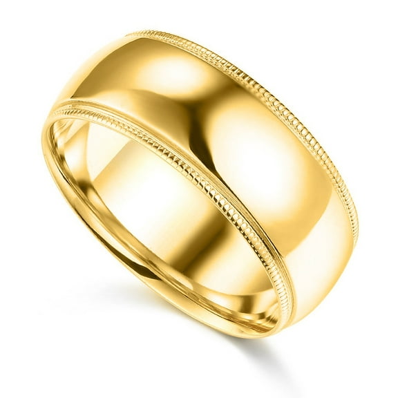 Dimaya Fine Jewelry 14K Yellow Gold 8-mm Unisex Standard-Fit Polished Milgrain Wedding Band