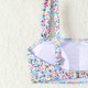 thumbnail image 4 of Trajes de baño Amzcrzy Tankini para mujer, trajes de baño, trajes de baño, bikini, bikini de cintura alta con estampado floral pequeño para mujer, conjunto de traje de baño dividido, azul, M, 4 of 9