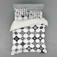 thumbnail image 2 of Abstract Duvet Cover Set, Surreal Irregular Geometric Shapes in Greyscale Tones, Bedding Set with Shams and Fitted Sheet, 3 Sizes, by Ambesonne, 2 of 3