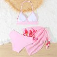 thumbnail image 6 of Girls Three Piece Swimsuit Floral Backless Halter Neck Quick Dry Beach Swimwear Bathing Suit for Girls Size 7-16 Years, 6 of 7