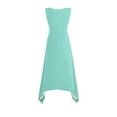 thumbnail image 4 of Women's Summer Dresses Sleeveless Round Neck Solid Color Drawstring Mini Dress Mint Green, 4 of 8