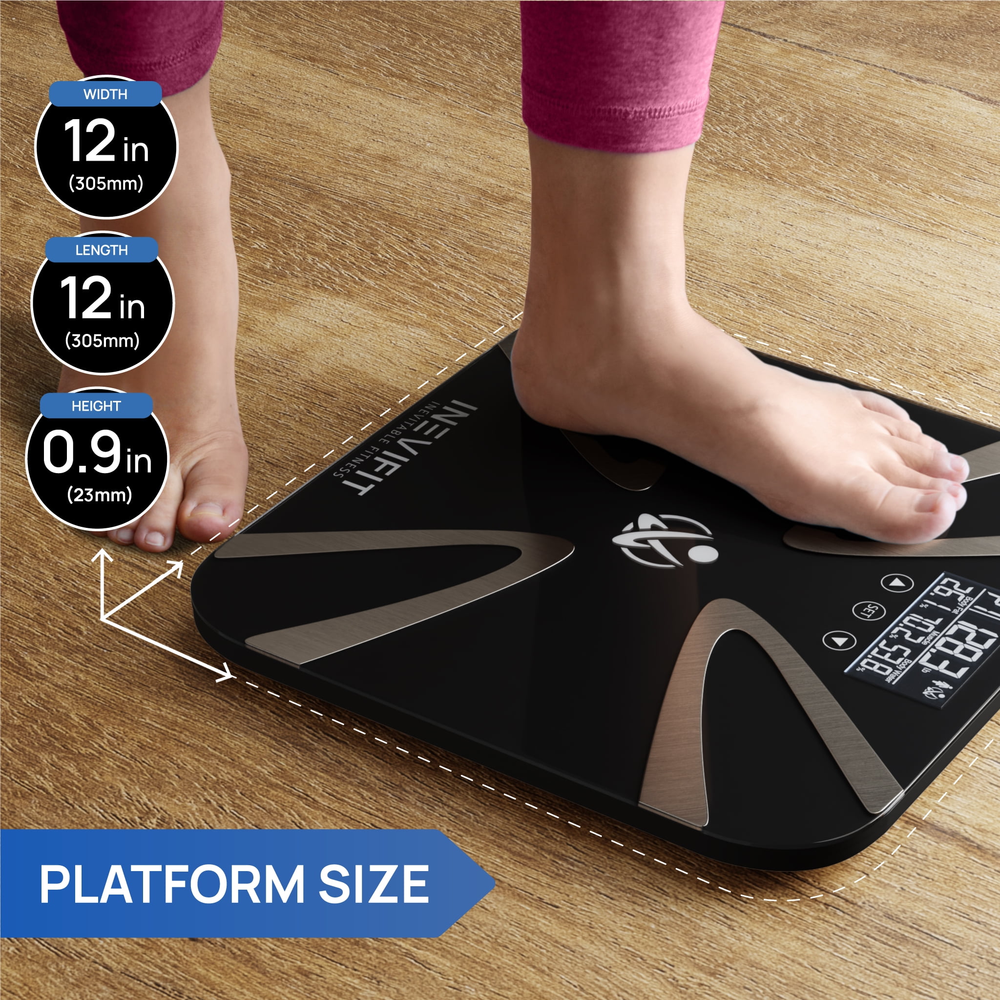 INEVIFIT Body Fat Scale with Digital Body Composition Analyzer, Body Weight, BMI & more - Black