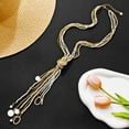 thumbnail image 4 of BOCAR Long Seed Beaded Multi Strand Necklace,10 Multiple Statement Long Bib Necklace with Tie Knot for Women Jewelry (N0102-Natura), 4 of 6