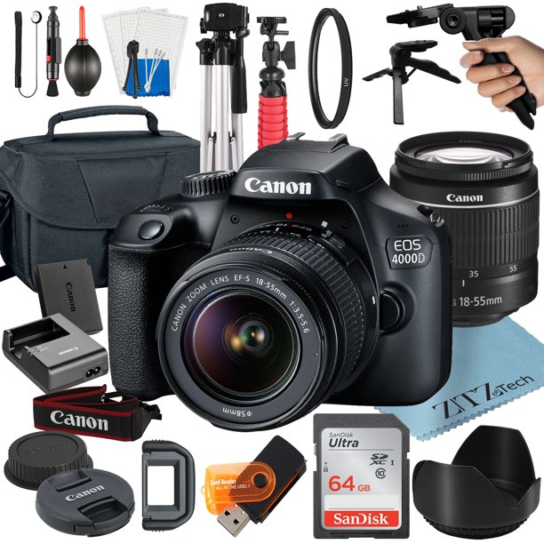 Canon EOS Rebel T100 / 4000D DSLR Camera Bundle with 1855mm Zoom Lens