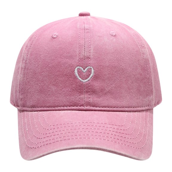 Hats for Women Solid Color Heart Embroidered Soft Top Outdoor Washed Summer Baseball Cap