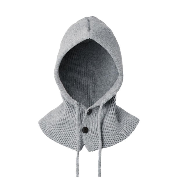 Gorro de punto con capucha estilo coreano para mujer con banda para el cuello integrada, protección para ciclismo, orejeras gruesas, poliéster, cálido y cómodo, adecuado para circunferencias de cabeza