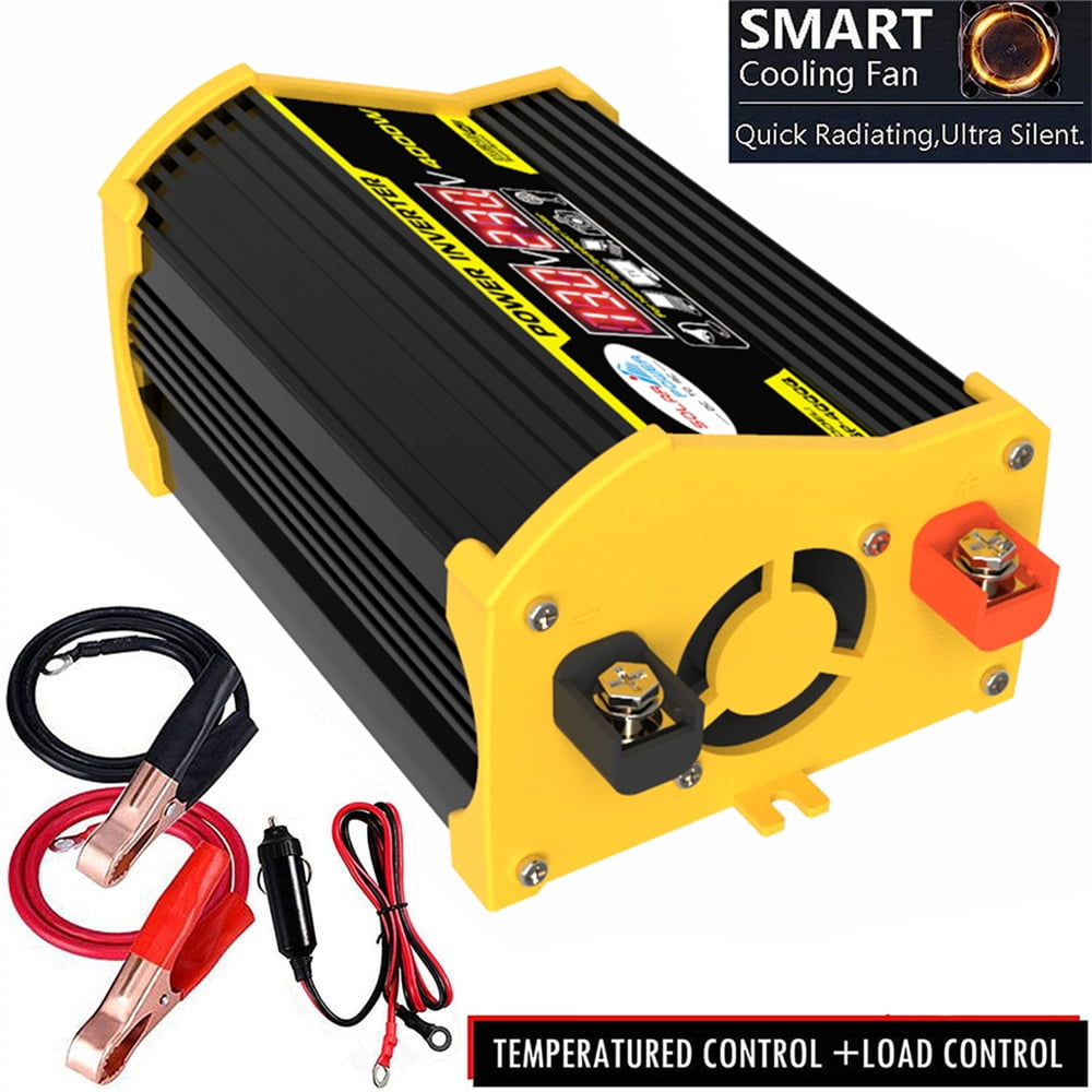Portable Inverter Car Power Inverters DC12Volt To AC110/220Volt Transformer 4000W Modified SineWave Inverter Dual USB LED Display Auto Inverters