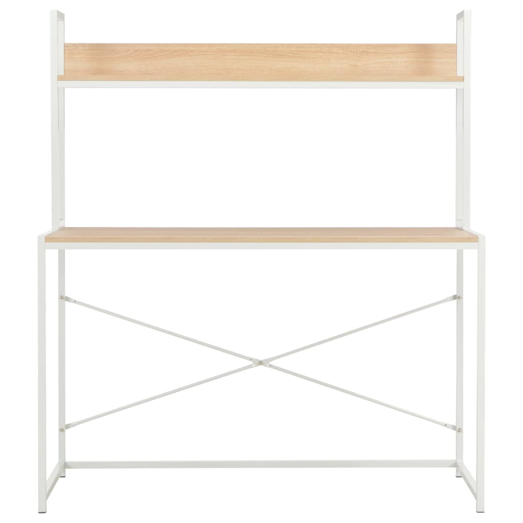 Kepooman Home Office Industrial PC Study Writing Working Table, 47.2" x 8.3" x 24.8", White + Oak Kepooman Home Office Industrial PC Study Writing Working Table, 47.2" x 8.3" x 24.8", White + Oak