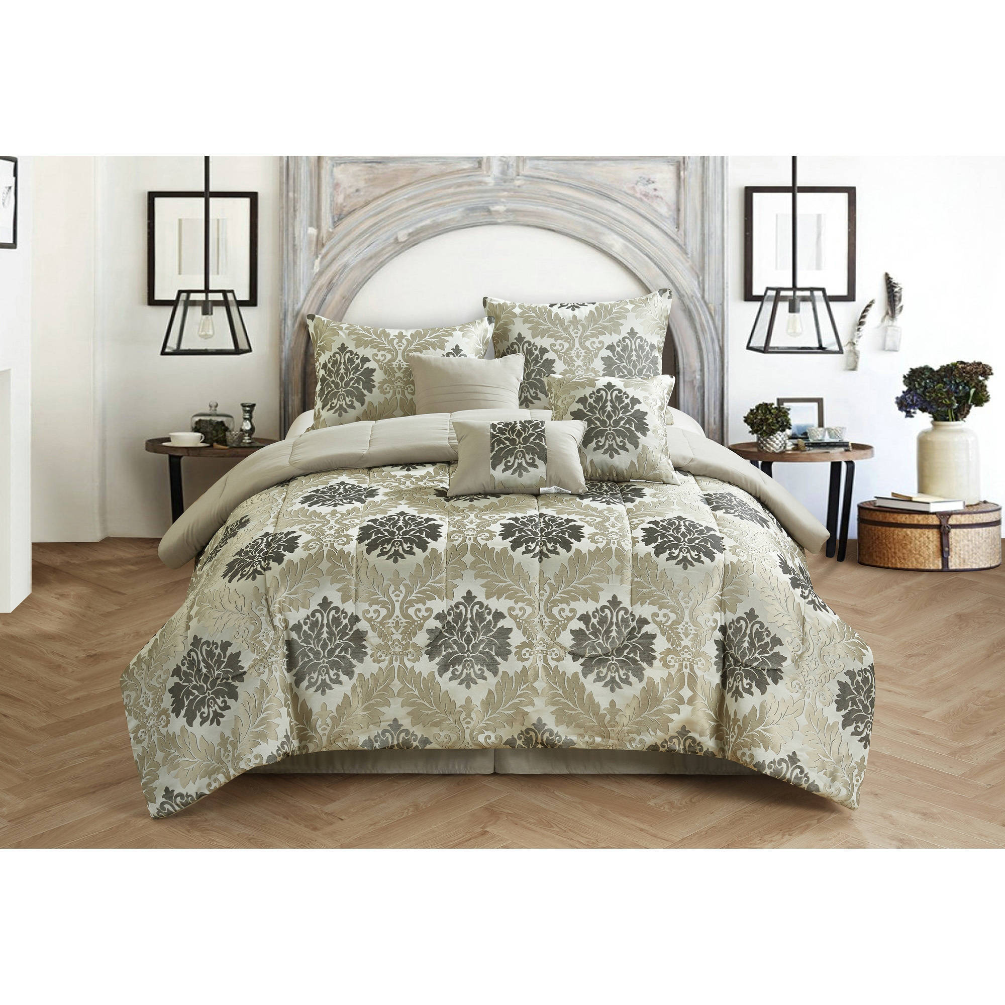 CASA Victoria Jacquard 7Piece Bedding Comforter Set