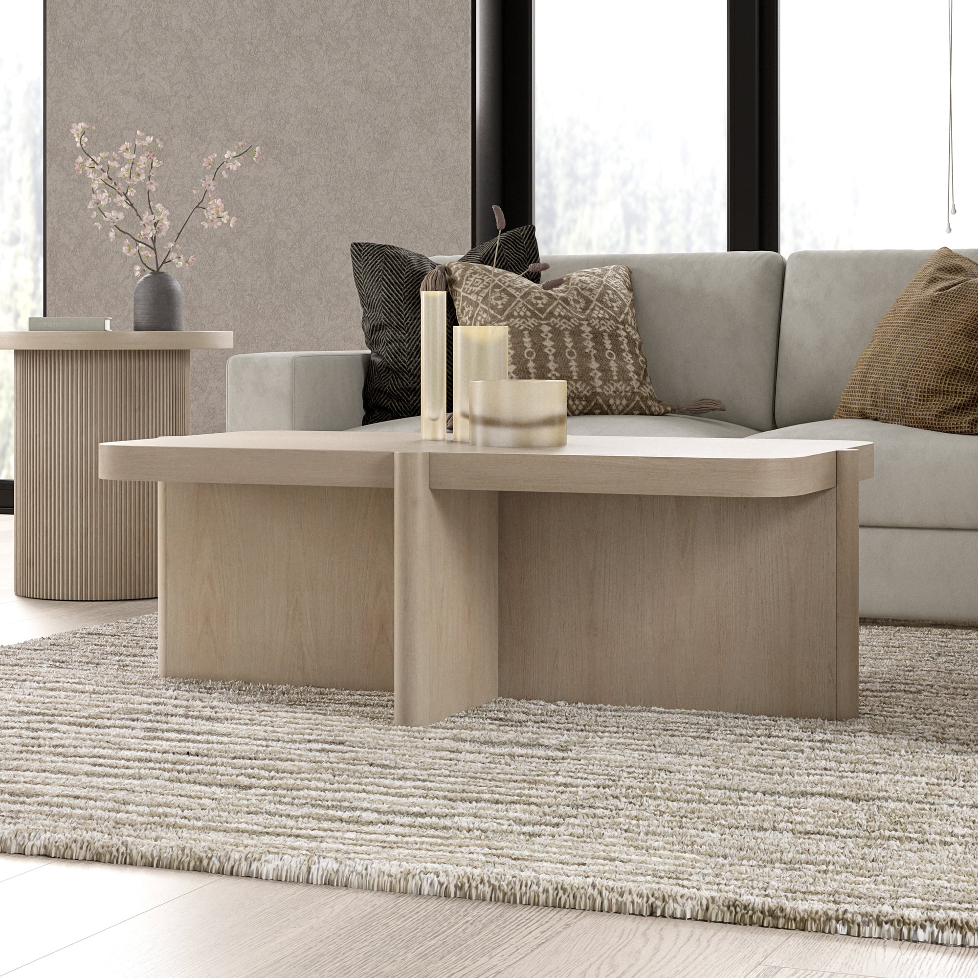 Evelyn&Zoe Modern/Contemporary 45" Wide Alder White Coffee Table