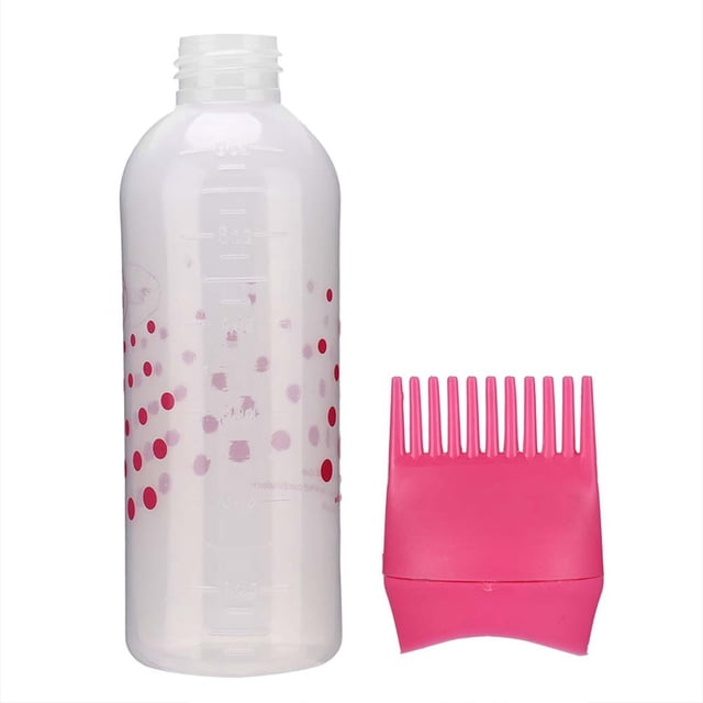 Botella para tinte de cabello, champú, colorante para el cabello, aplicador, botella con peine, 170 ml (rojo rosa)