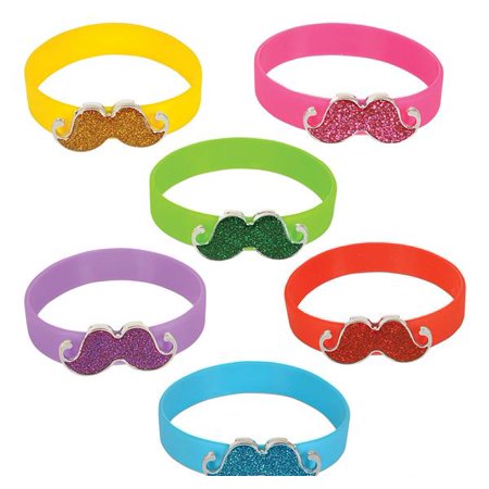 7 SILICONE MUSTACHE BRACELET, Case of 12