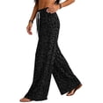 thumbnail image 5 of Womens Leopard Print Pants Casual Elastic Waist Wide Leg Pants Loose Fit Lounge Trousers with Pockets, 5 of 5
