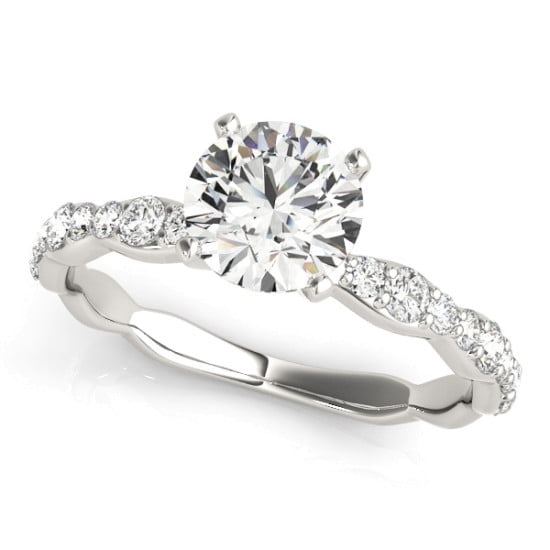 Engagement Ring with 1.00 cttw (5/8 Carat Center Stone) of Natural Round Shape Diamonds available in 14K White, Yellow or Rose Gold. Free Designer Gift Box and comes with Certificate.