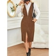 thumbnail image 5 of Women's Front Slit Overall Dress with Pockets 100% Polyester Fabric Easy Care Lightweight Dress Casual Everyday Wear, 5 of 6