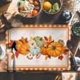 thumbnail image 6 of Happy Thanksgiving Placemats Set of 1 Fall Orange Pumpkins Plaid Wood Texture Heat Insulated Linen Place Mats, Washable Stain-Proof Table Mats for Dining Tables Holiday Decor 13x19inch, 6 of 9