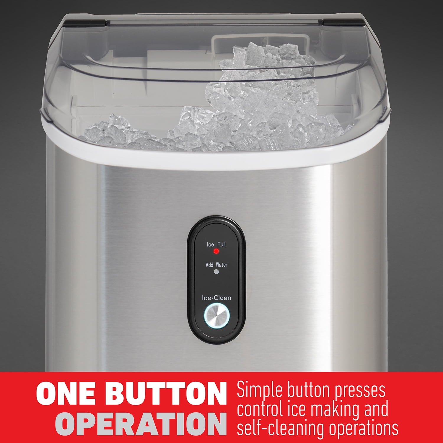 Open Box Deco Chef 33-LB Per Day Countertop Ice Maker, 1-Click Automatic Operation, Self-Cleaning, Chewable Soft Nugget Ice, Stainless Steel -