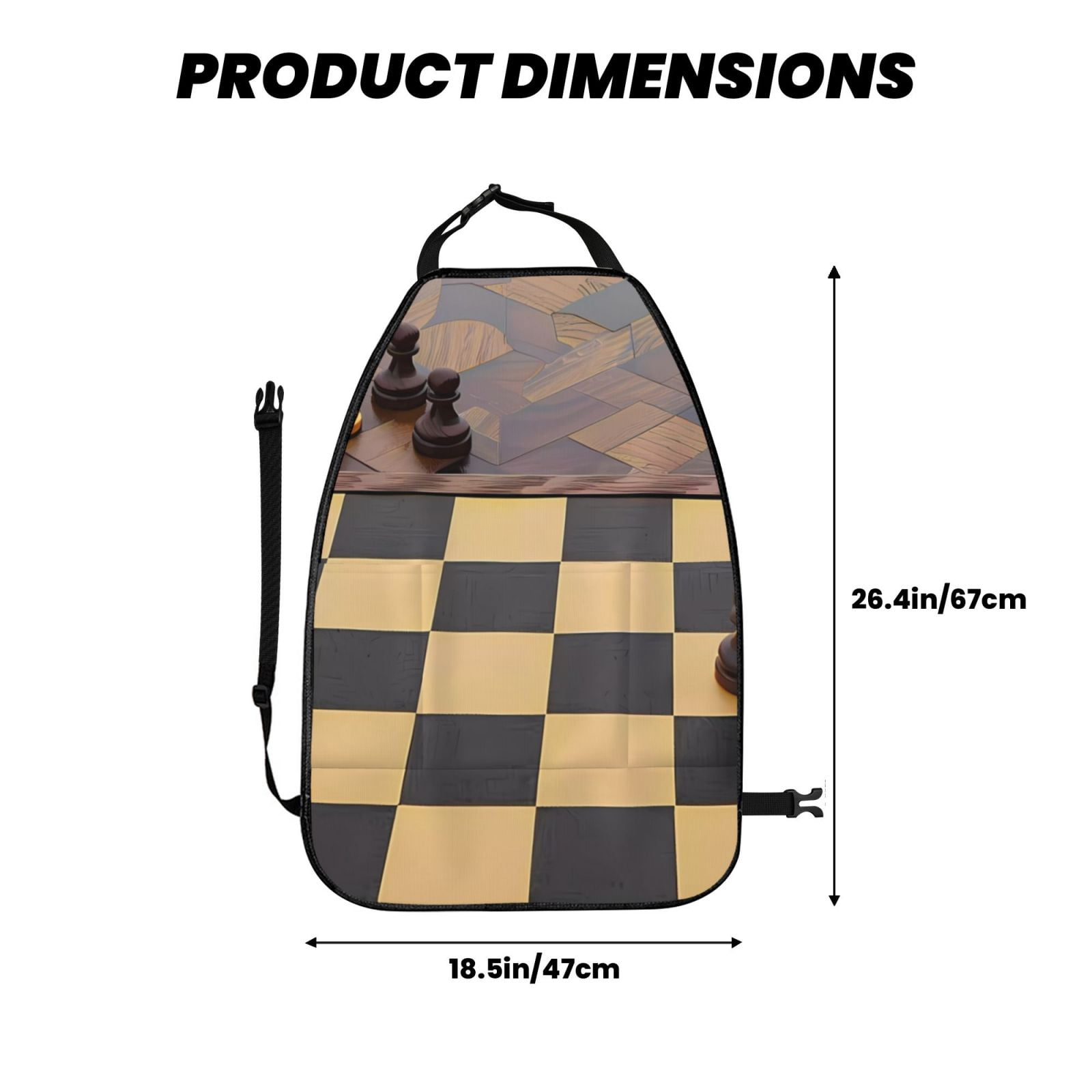 Xecao Chess Board With Pawns Pattern Car Seat Back Protector 2 Pack Large Capacity Pocket, Kick Mats Back Seat Protector