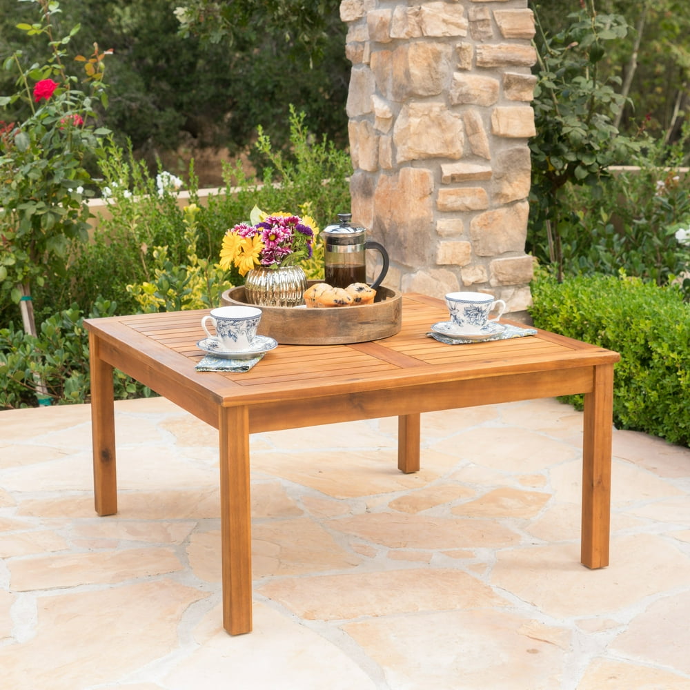 Capri Outdoor Acacia Wood Coffee Table, Teak Finish