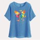 thumbnail image 4 of Vestidos Casuales Para Mujer, Blusas De Mujer De Moda Camisetas estampadas de moda para mujer, blusas casuales de lino holgadas de manga corta con cuello redondo y raglán, 4 of 7