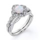 thumbnail image 4 of JeenMata Anillo Nupcial con Diseño de Flores Milgrain Estilo Art Déco de 1,5 Quilates con Pavé Cruzado de Moissanita y Ópalo Arcoíris en Forma Redonda Engastado en Oro Blanco de 18 K sobre Plata, 4 of 6