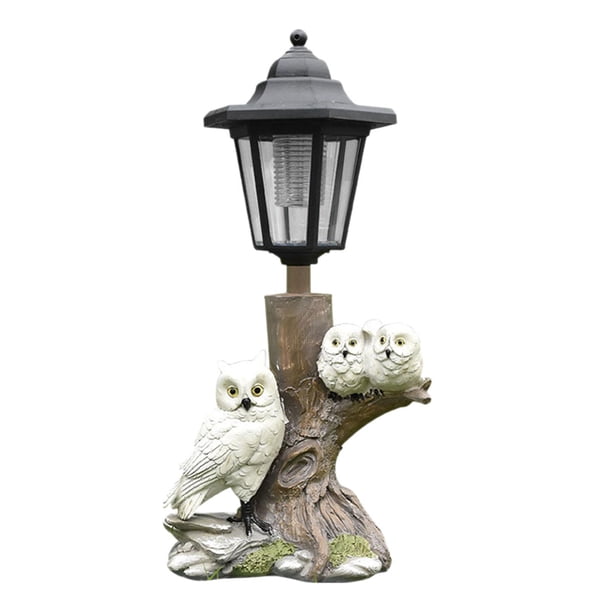 Estatua solar de jardín, lámpara de búho, estatuilla de regalo, figura iluminada, linterna solar, escultura de pájaro de resina para , granja,