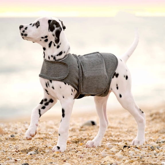 GFQ Dog Anxiety Vest & Calming Wrap, Adjustable Soft Dog Compression Jacket for Thunderstorms, Fireworks & Separation Relief, Double-Layer Warm Pet Shirt, Heather Gray,XS-XXL