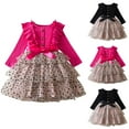thumbnail image 5 of Odeerbi Toddler Girls Spring Fall Princess Dresses New Lace Long Sleeve Ruffled Formal Dresses Round Neck Embroidery Mesh Bow Skirt Hot Pink, 5 of 5