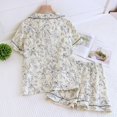 thumbnail image 4 of XIAONU Womens Floral Print Sleepwear Set Loose Short Sleeve Notched Collar Loungewear Set Breathable Minimalist Sleep Pajamas, 4 of 9