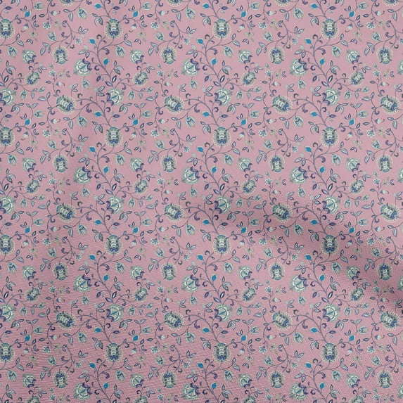 oneOone Rayon Light Pink Fabric Jacobean Floral Diy Clothing Quilting Fabric Print Fabric By Yard 56 Inch Wide