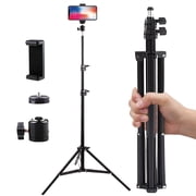 82" Camera Tripod,Extendable Lightweight Phone Tripod Stand with 360°Ball Head,Cell Phone Tripod for Phone/Dslr/Slr/Projector/Video Recording(Black)