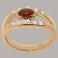 thumbnail image 2 of LBG British Made 9k Rose Gold Genuine Natural Garnet & Diamond Womens Band Ring - 33 size options - Size 5.5, 2 of 7