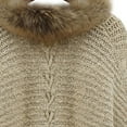 thumbnail image 5 of Lovskoo Women's 2023 Winter Fuzzy Batwing Sleeve Cardigan Oversized Faux Fur Knit Cape Shawl Fall Wrap Jacket Sweater Coat Khaki, 5 of 6