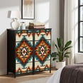 thumbnail image 6 of Boho Dresser for Bedroom with 4 Storage Drawers Geometric ornament Ethnic South Boho decor style Boho Dressers Chest of Drawers Steel Framed Fabric Closet Organizers for Entryway, 6 of 7