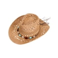 thumbnail image 2 of Deago Straw Cowboy Hat for Women and Men Western Cowgirl Hat with Shapeable Wide Brim Hollow Out Summer Beach Sun Hats (Coffee), 2 of 8