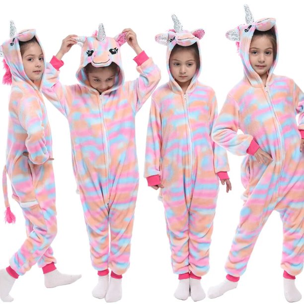 Traje Kigurumi para niños, monos de invierno, pijamas cálidos para niños, pijamas para niñas, ropa de dormir para bebés, Pijama de unicornio de Anime para niños pequeños para el hogar xuanjing unisex