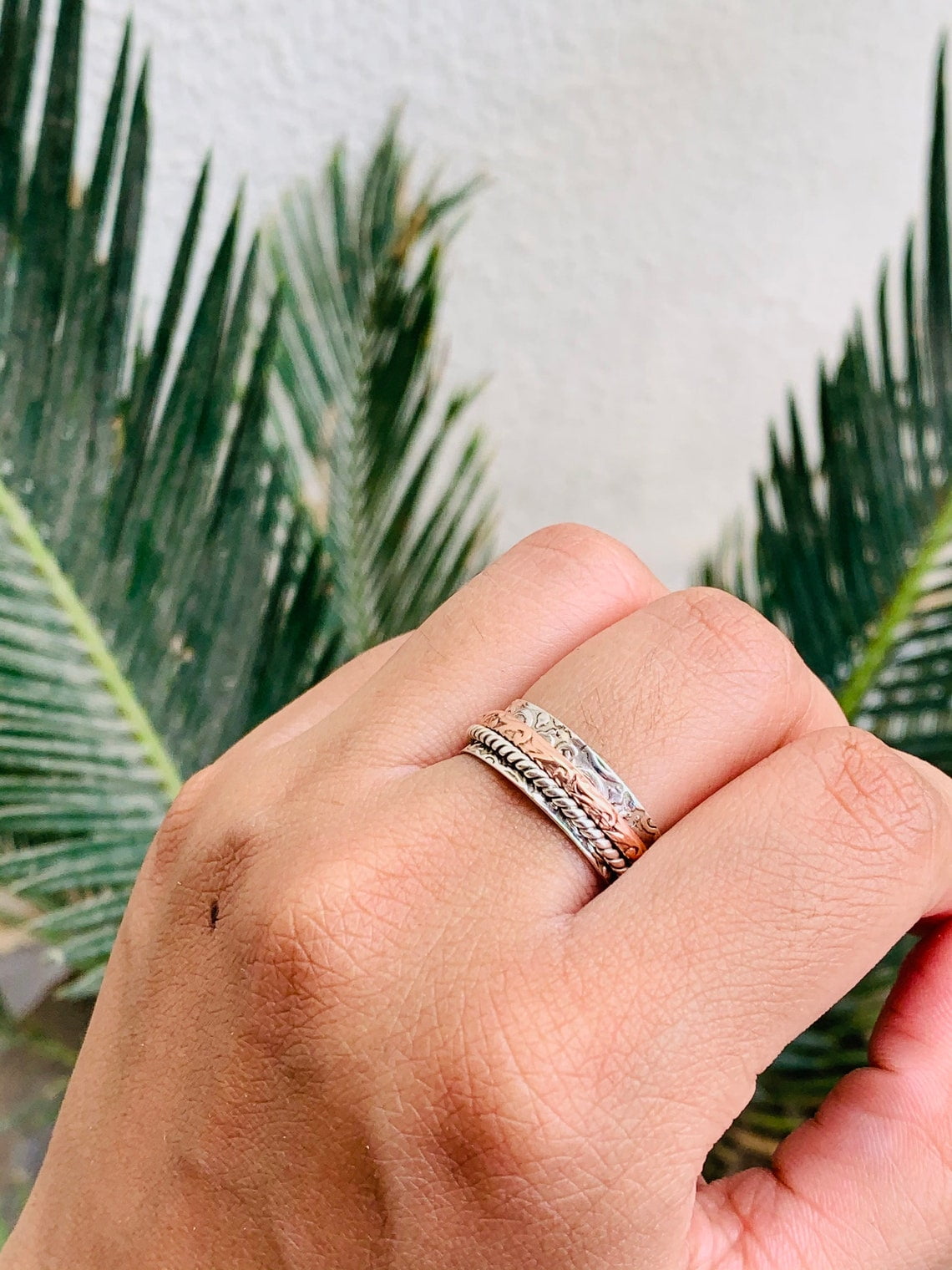 SS DESIGNS- Fidget Spinner Ring for Women – 925 Anxiety-Relief Meditation Ring, Stackable Thumb Ring, Promise Ring, Unique Gift for Her