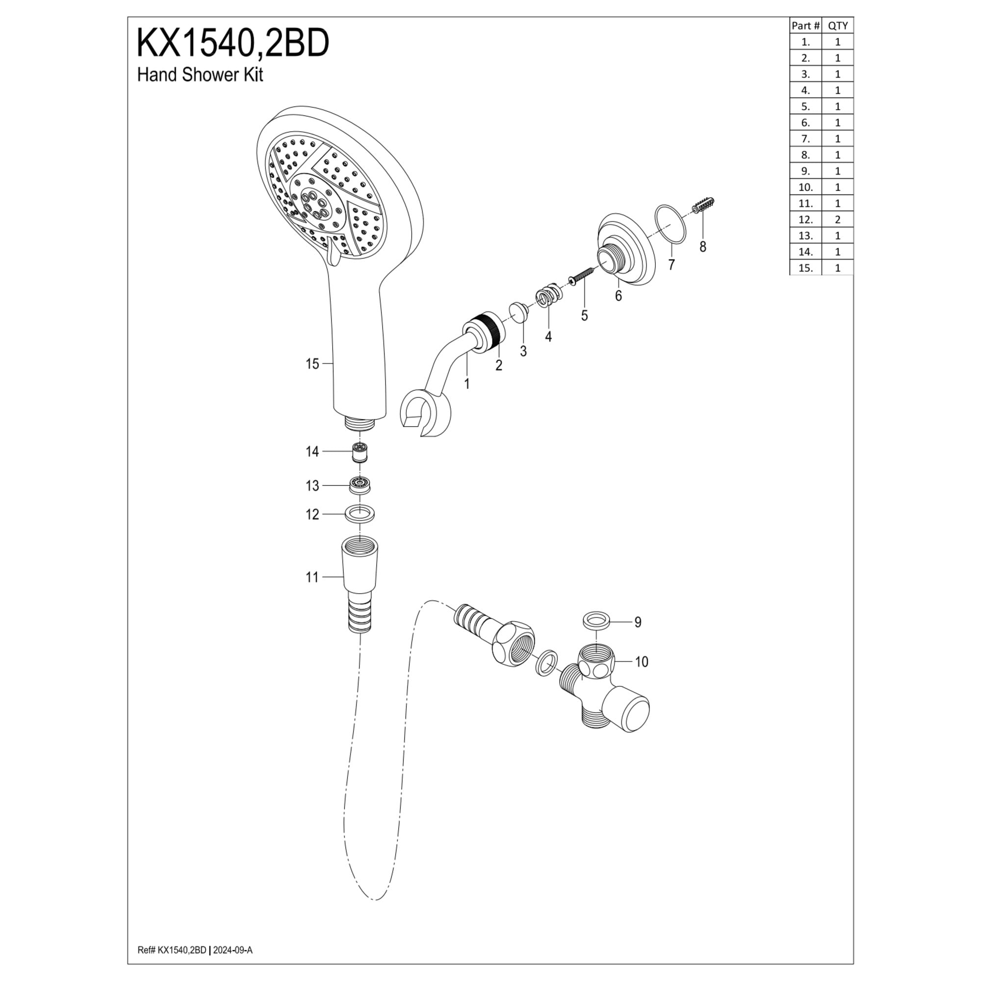 Kingston Brass KX1540BD Vilbosch Multi-Function Hand Shower Kit, Matte Black