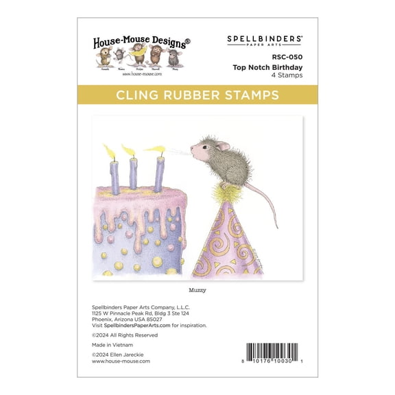 House Mouse Cling Rubber Stamp-Top Notch Birthday