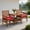 Red, variant on Resenkos 3 pcs Outdoor Patio Table Chairs Set, Small Patio Conversation Furniture Set with Acacia Wood Loveseat-White