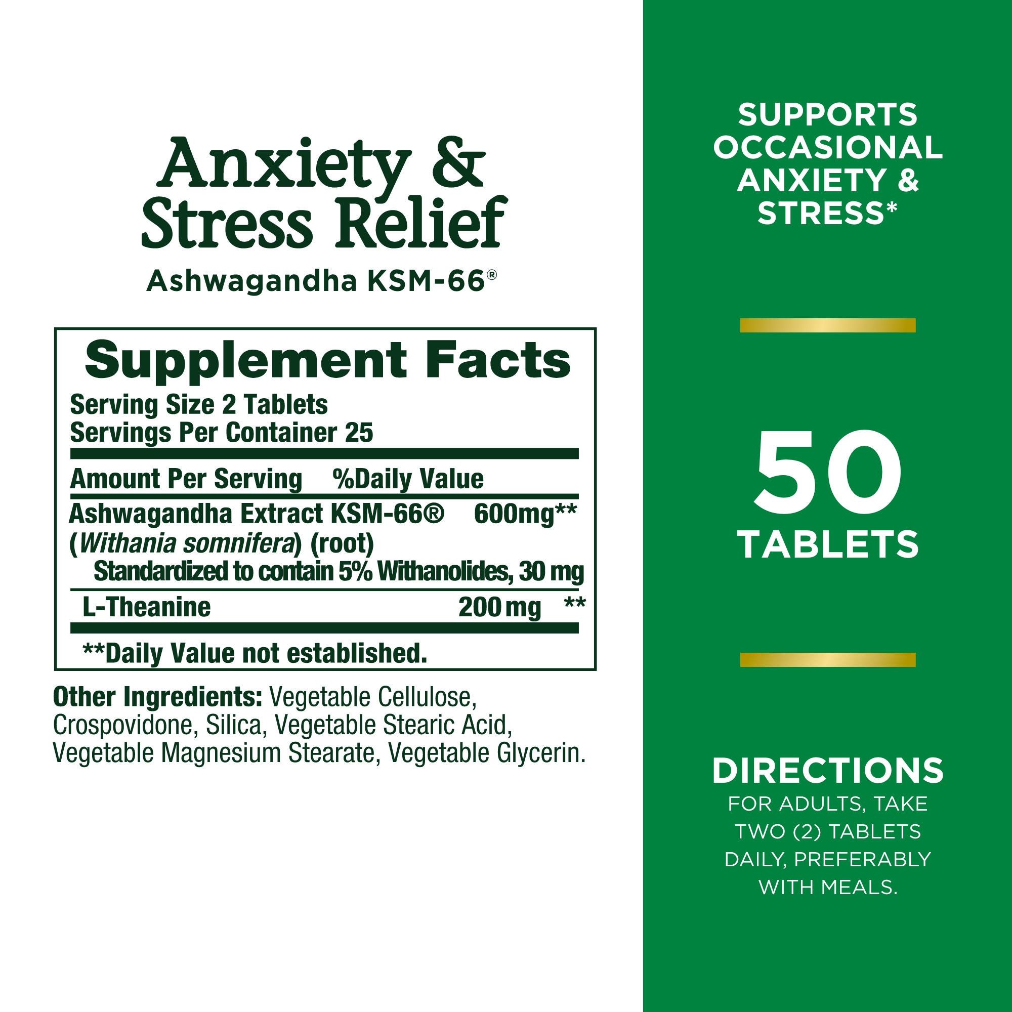 Nature’s Bounty Anxiety & Stress Relief  Supplement, Ashwagandha KSM 66 , 50 Ct - image 8 of 8